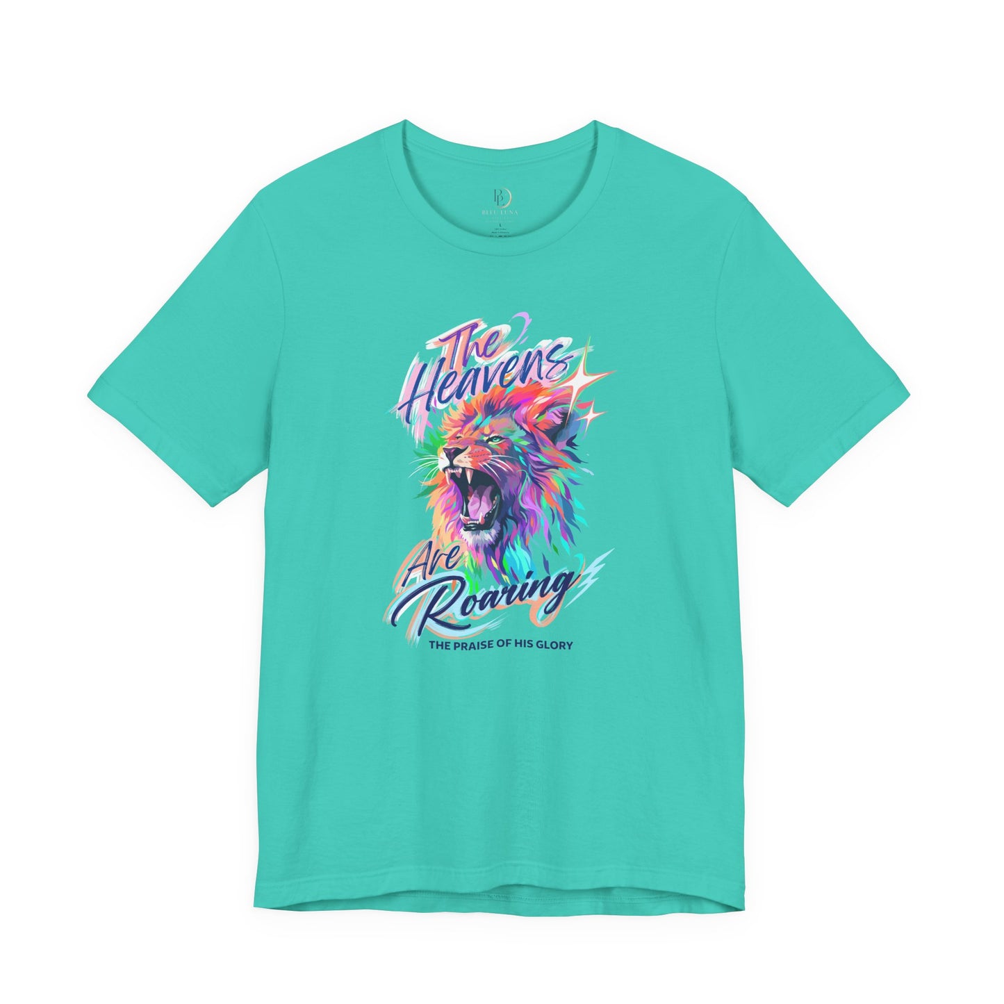 The Heavens Are Roaring Adult Shirt, Christian Lion Shirt, Faith Based Graphic Tee, Worship Shirt, Colorful Christian T-Shirt, Religious Apparel Adult
