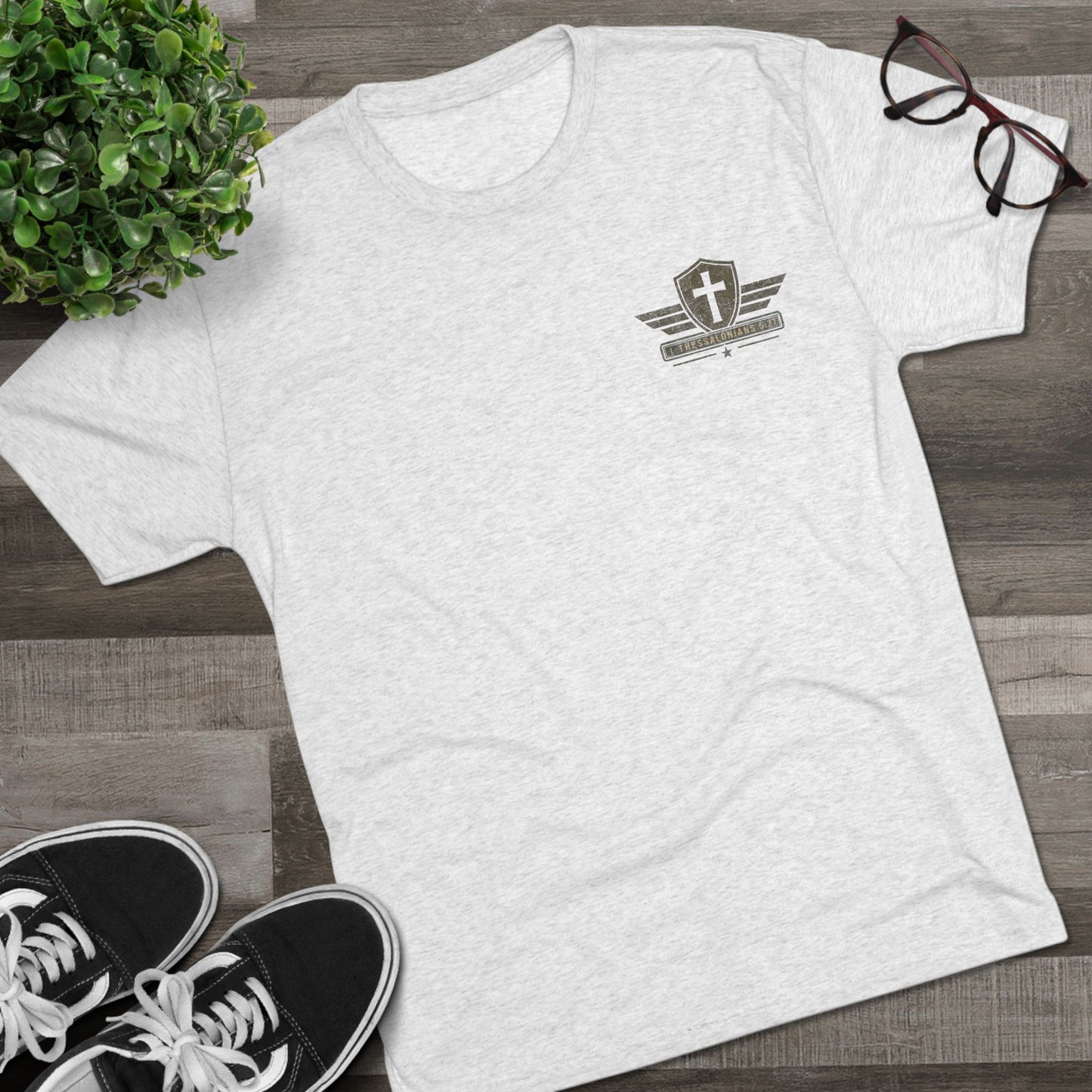 Hold Fast Christian Tee — Patriotic Shield Cross Graphic T-Shirt