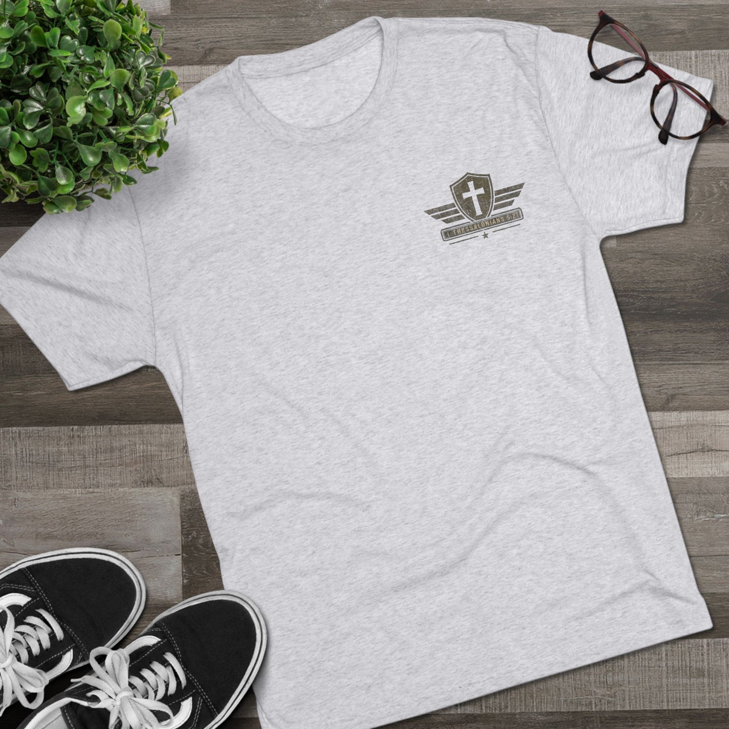 Hold Fast Christian Tee — Patriotic Shield Cross Graphic T-Shirt
