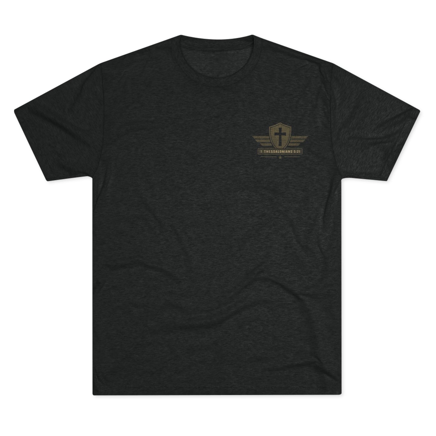 Hold Fast Christian Tee — Patriotic Shield Cross Graphic T-Shirt