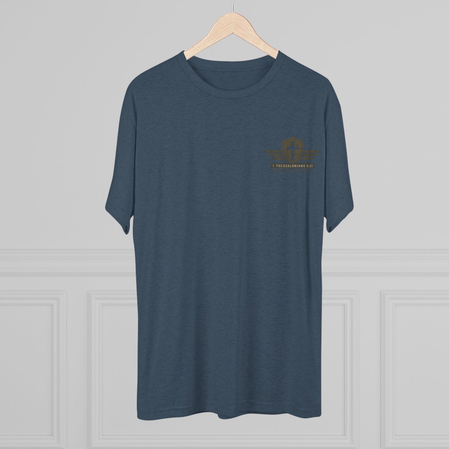 Hold Fast Christian Tee — Patriotic Shield Cross Graphic T-Shirt
