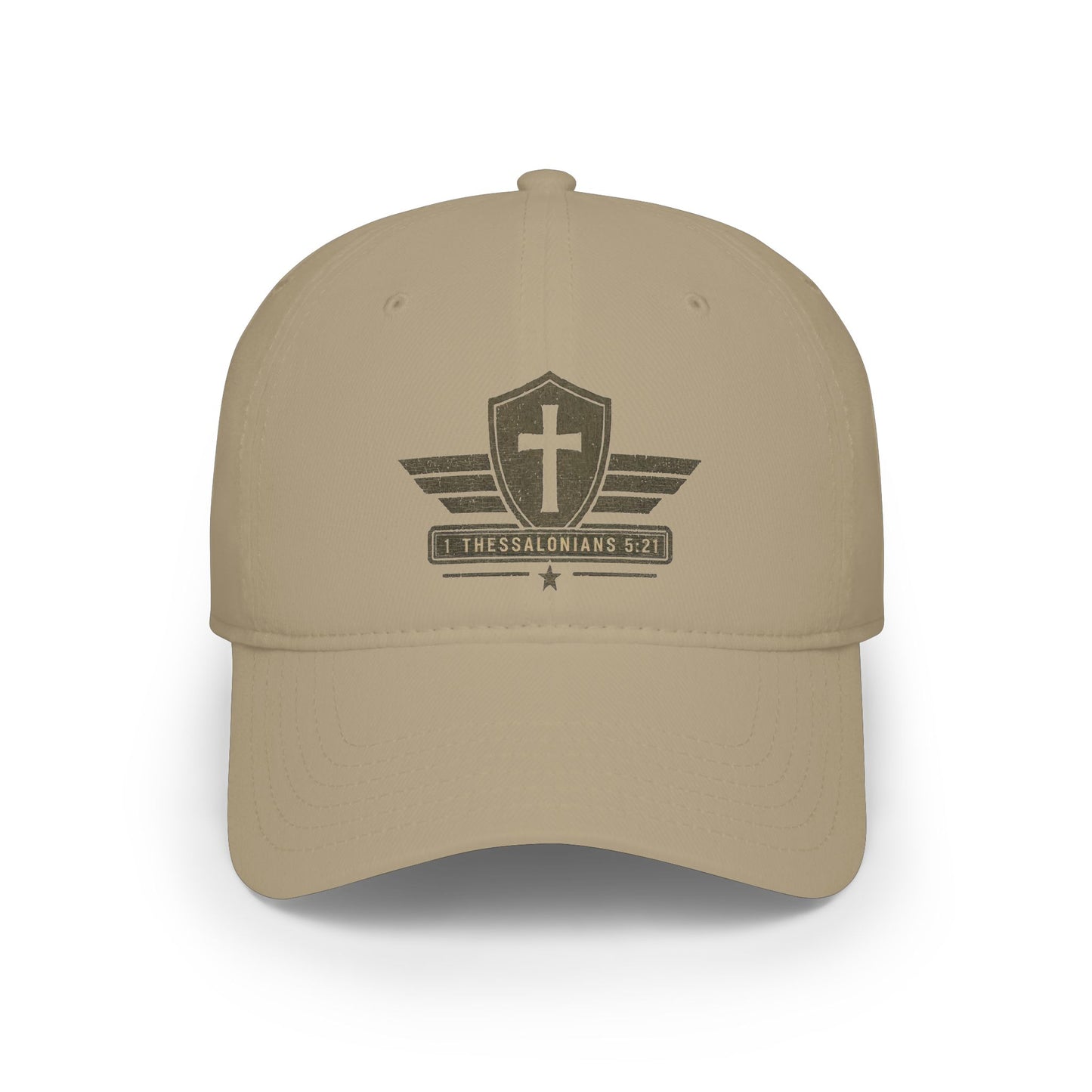 Christian Cross Shield Baseball Cap — 1 Thessalonians 5:21 Faith Hat Adult