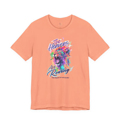 The Heavens Are Roaring Adult Shirt, Christian Lion Shirt, Faith Based Graphic Tee, Worship Shirt, Colorful Christian T-Shirt, Religious Apparel Adult