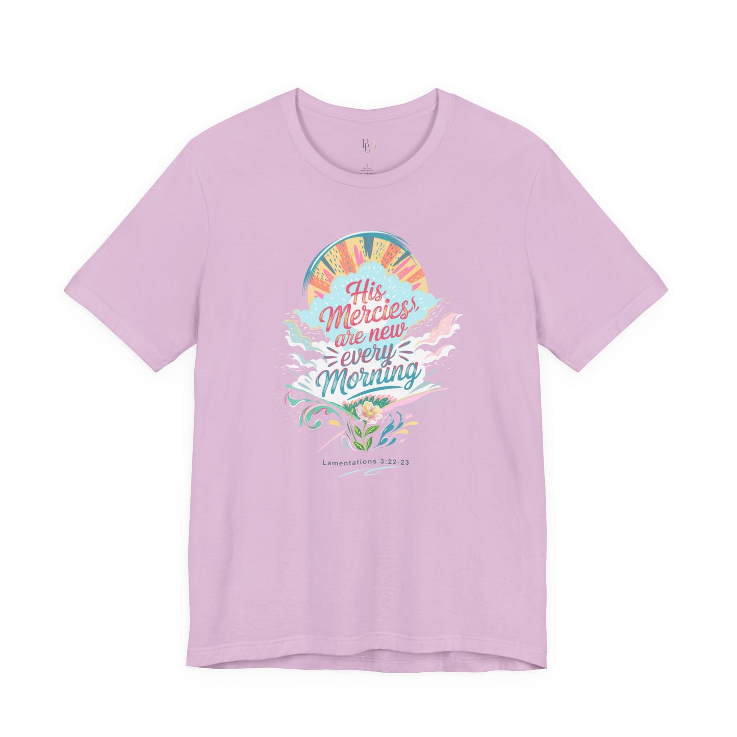 His Mercies Are New Every Morning Adult Shirt | Christian Graphic Tee | Lamentations 3:22-23 Bible Verse Shirt | Faith Based Gift for Women Adult