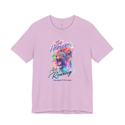 The Heavens Are Roaring Adult Shirt, Christian Lion Shirt, Faith Based Graphic Tee, Worship Shirt, Colorful Christian T-Shirt, Religious Apparel Adult